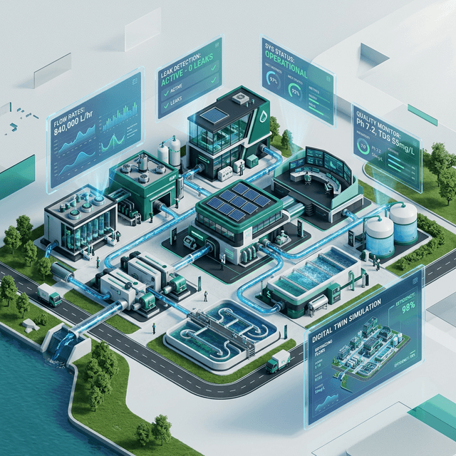 Smart water management digital twin illustration